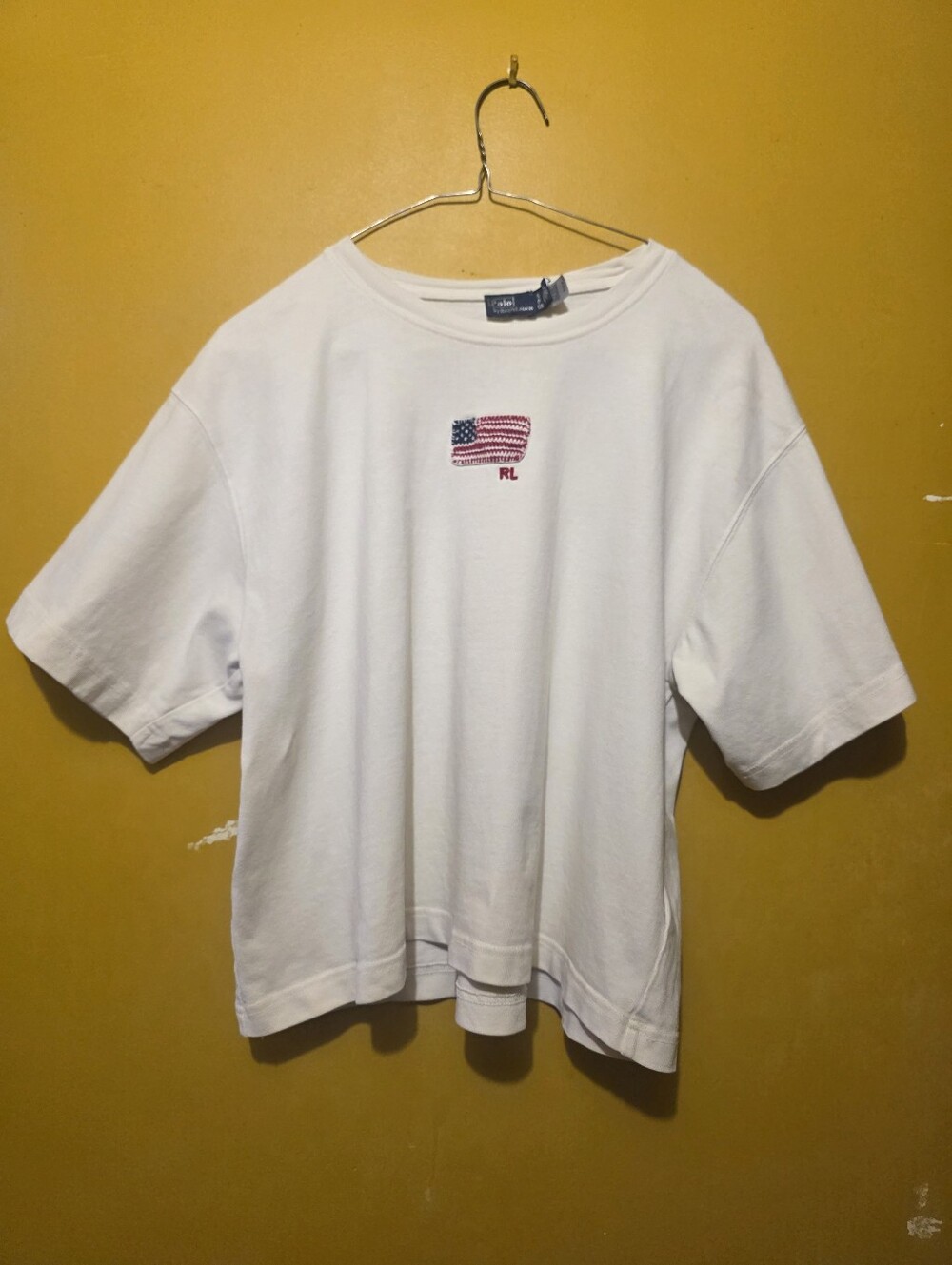 Polo by Ralph Lauren White Short Sleeve Tee with Flag Embroidery